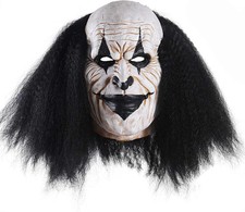 Adults Creepy Clown Face Mask Scary Joker Masks for Halloween Black 