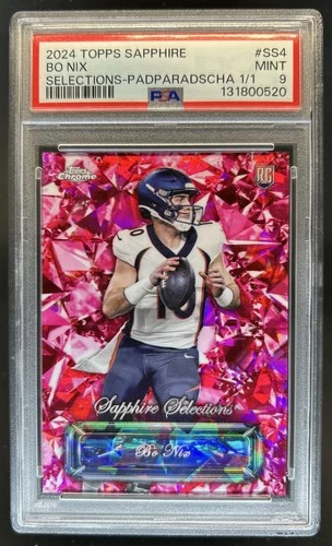 2024 Topps Chrome Sapphire Bo Nix Selections RC Padpradascha  SSP #1/1 PSA 9