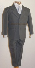 NWT BOY FORMAL 5 PCS Gray SUIT SET w/Silver Tie.Wedding/Party Event Sz 5/6/7 
