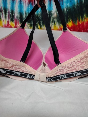 Victorias Secret Push Up Pigeonnant Bra Sz34C Cream Lace Accent Underwire Padded - Picture 6 of 12