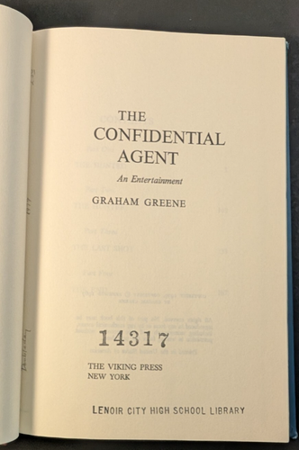The Confidential Agent: Graham Greene: Hard Cover Book: 1967: Viking - Picture 10 of 16