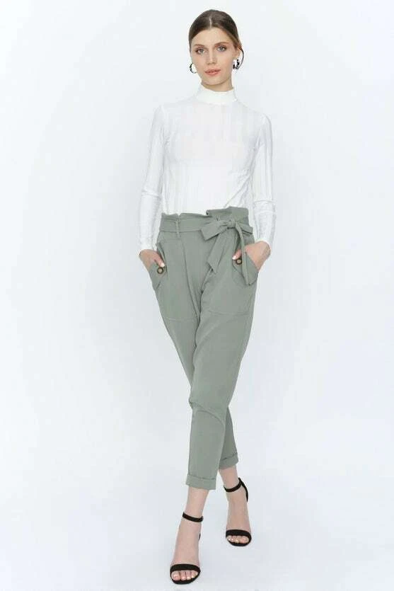 Khaki paperbag trousers size 12 - New with Tags