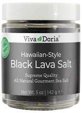 Viva Doria Hawaiian Black Lava Sea Salt, Fine Grain, 5 Oz Glass Jar