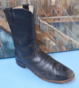VTG JUSTIN BLACK KIPSKIN LEATHER ROPER RIDING BOOTS 3133 MEN'S SIZE 9.5 D | eBay