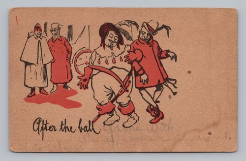 AK Humor Betrunkene Männer nach dem Ball UDB - Bild 1 von 2