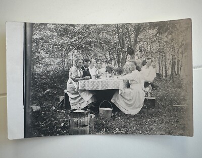 Barron Wisconsin? Picnic Danielson's Woods Historical RPPC Real Photo Postcard