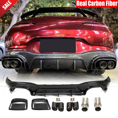 Real Carbon Rear Bumper Diffuser Lip Tips For Mercedes Benz GT50 GT53 2019-2023 - Picture 1 of 12