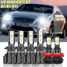 For Mercedes-Benz CLS550 2007-2011 Front LED Headlights Hi&Lo + Fog Light Bulbs