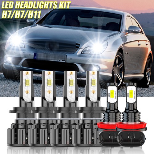 For Mercedes-Benz CLS550 2007-2011 Front LED Headlights Hi&Lo + Fog Light Bulbs - Picture 1 of 19
