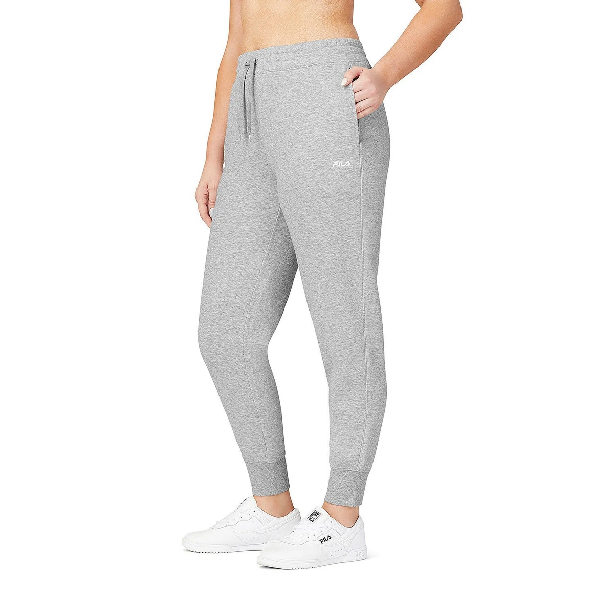FILA Womens Mid Rise Jogger Pants S Small Black Grey Sportswear Casual Comfort