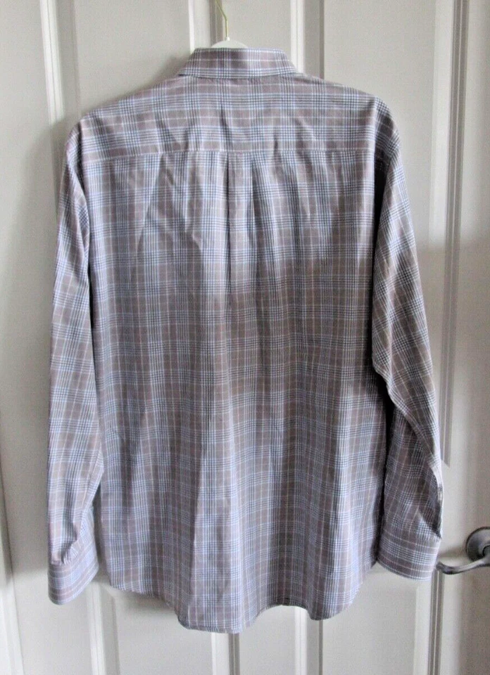 Camisa de vestir Peter Millar para hombre grande azul/marrón a cuadros Foto 2 de 4