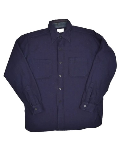 Vintage 80s Sears Wool Blend Button Down Shirt Medium Long Sleeve