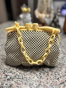 VintageWhiting Davis Aluminum Mesh Purse MCM Lucite Chain Strap