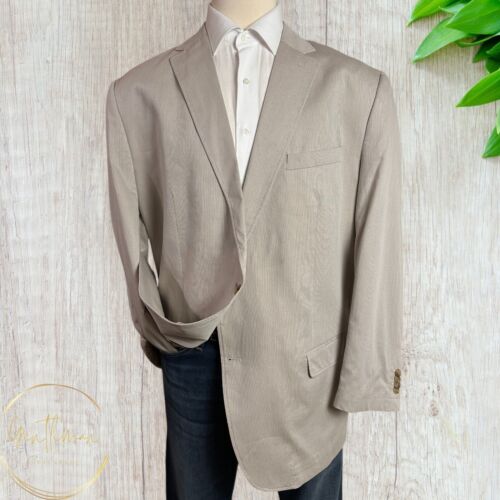 JOS A BANK Mens Blazer Sport Coat Two Button Jacket 54R (2X) Cotton Beige Suit - Picture 2 of 12