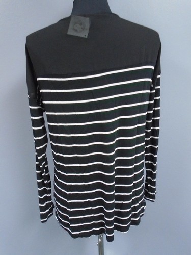 cynthia rowley black white striped rayon casual scoopneck knit