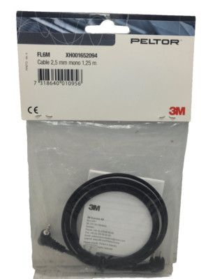 3M Peltor SportTac FL6M 2.5mm Mono Jack Plug 1.25 Meters Long