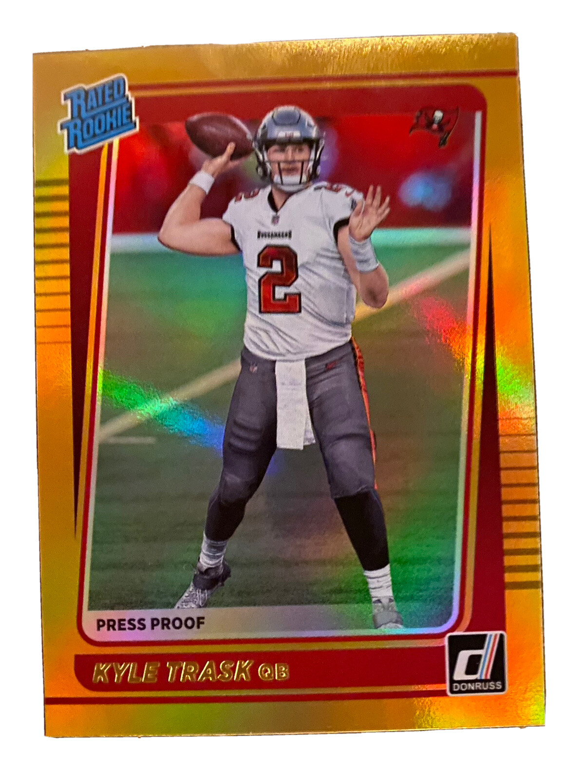 2021 Donruss Rated Rookie  #257 Kyle Trask RC Press Proof Premium Gold Holo Bucs