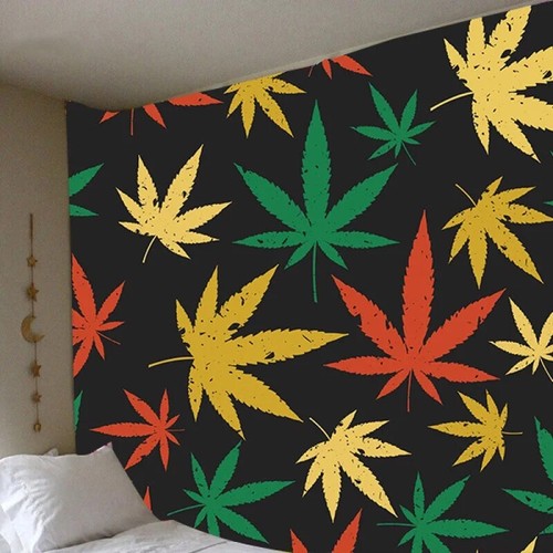 Wall Hippie Tapestry Leaf Weed Marijuana Hanging Decor Psychedelic Cannabis - Picture 24 of 42