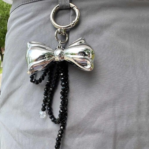Bowknot Crystal Beaded Keychain for Teen Girl Fashion Key Chain Purse Adornment - Photo 3/8