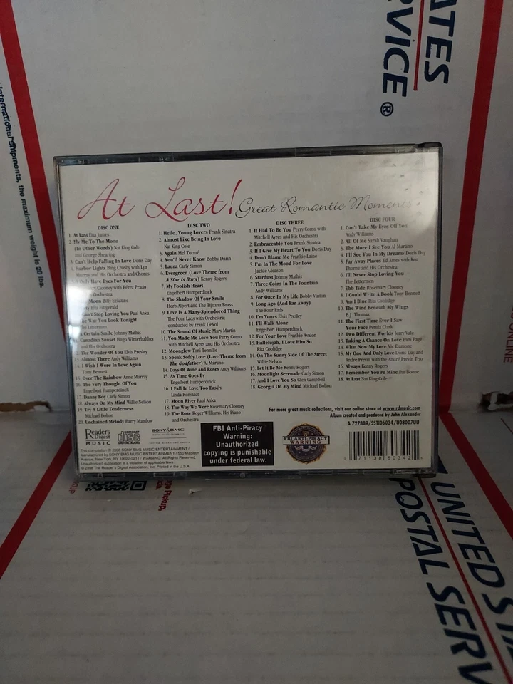 READERS DIGEST - AT LAST GREAT ROMANTIC MOMENTS (CD, 4 DISC SET) Used ~ #106 — 第 2/2 张图片