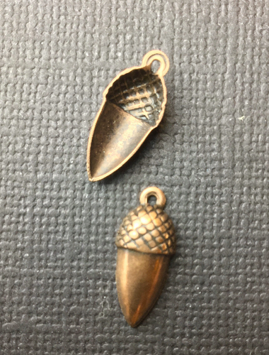 33545 3 Pc. Lot Copper Oxidized Acorn Charm Jewelry Finding - Picture 2 of 3