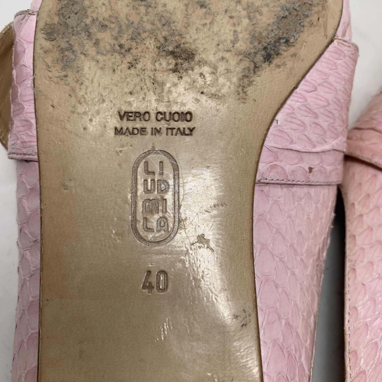 Liudmila python leather pink pointed toe mules lo… - image 5