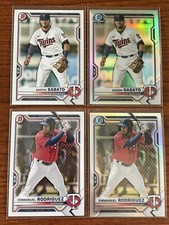 TWINS PROSPECT Lot (4) 2021 Bowman Chrome SABATO & RODRIGUEZ Base & REFRACTOR RC