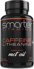 Smartervitamins Caffeine  L-Theanine Softgels for Energy  Focus, 50 Ct