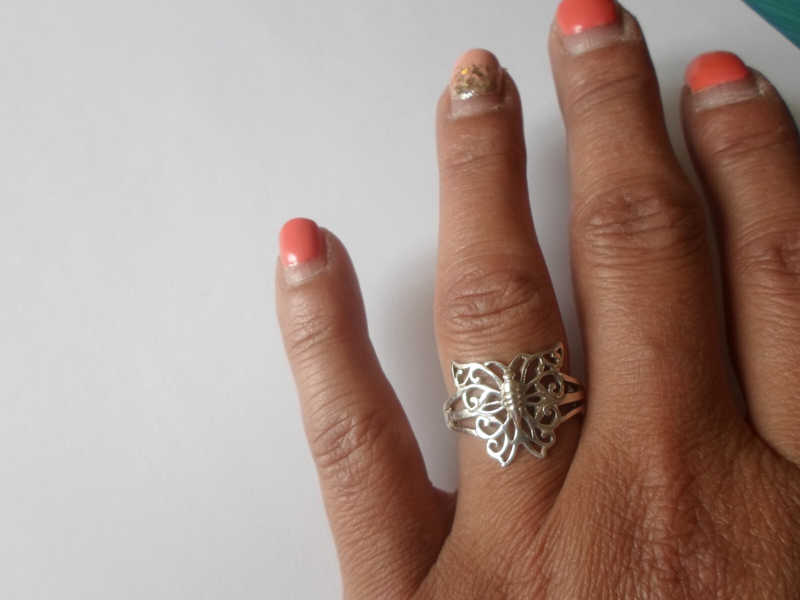 solid silver ring, openwork butterfly, size 58 - image 4