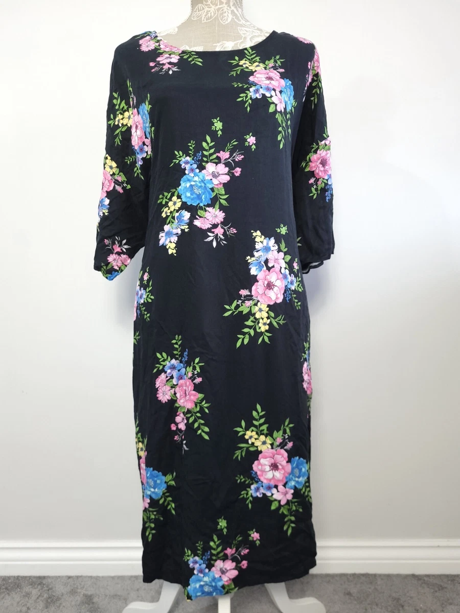 Tu Dress Size 22 Floral Shift Midi Dress Half Sleeve Satin Plus
