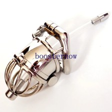 Double Lock Chastity Cage with Tube Stainless Steel Male Chastity Devices