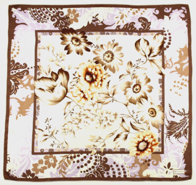 Foulard Soie Multicolore Floral VAKKO - Vintage Fait Main, Léger Et Polyvalent