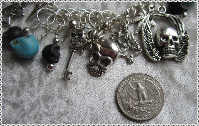 Turquoise and Black Howlite Skull Charm Bracelet  - Image 3 of 4