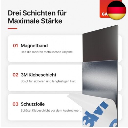 Magnetband stark selbstklebend mit 3M Kleber | Magnetstreifen selbstklebend | - Bild 3 von 8
