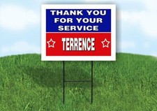 TERRENCE THANK YOU SERVICE 18 in x 24 in Yard Sign Road Sign with Stand