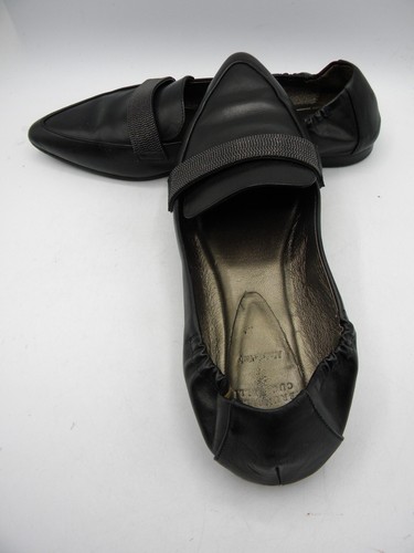 Brunello Cucinelli Monili-Trimmed Black Leather Pointy Loafers Flats 37.5 - Picture 20 of 20
