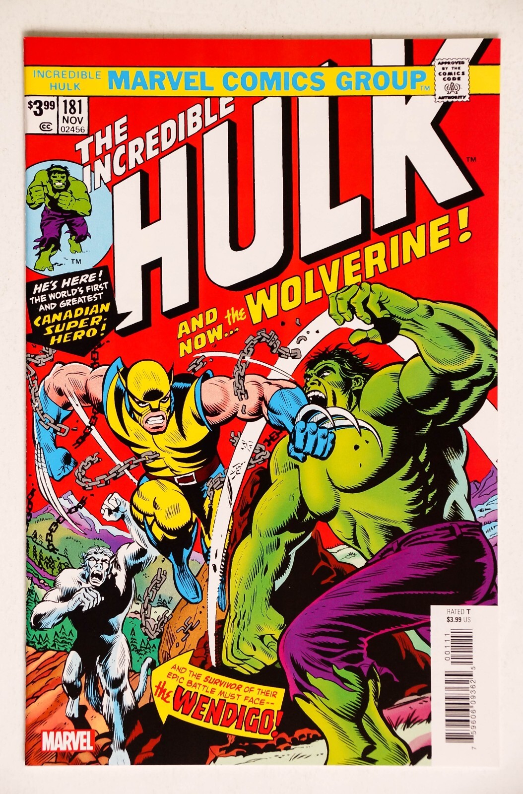 INCREDIBLE HULK #181 FACSIMILE EDITION / 1ST APP WOLVERINE (MARVEL, 2019) NM