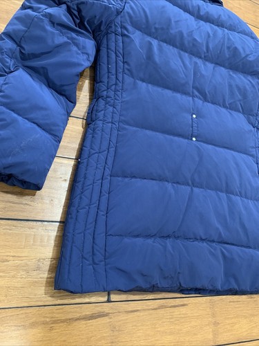 LANDS END Puffer Goose Down Quilted Parka Coat Women Large 14-16 Blue Mid Length - Picture 15 of 17