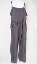 Postmark Equinox Gray Cotton Linen Cropped Apron Jumpsuit, Size XL