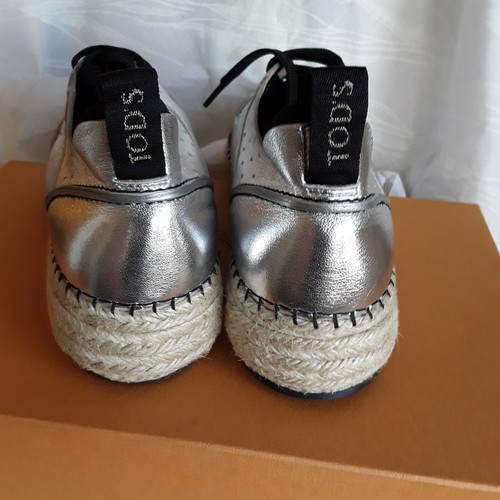 New TODS $700 Metallic Silver Jute Sidesole Espadrille Sneakers Italy EU 39.5 - Bild 6 von 6