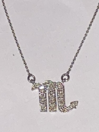.07 Ct Real Diamond 10K White Gold Zodiac Sign Medallion Pendant Necklace 18" - Picture 9 of 13