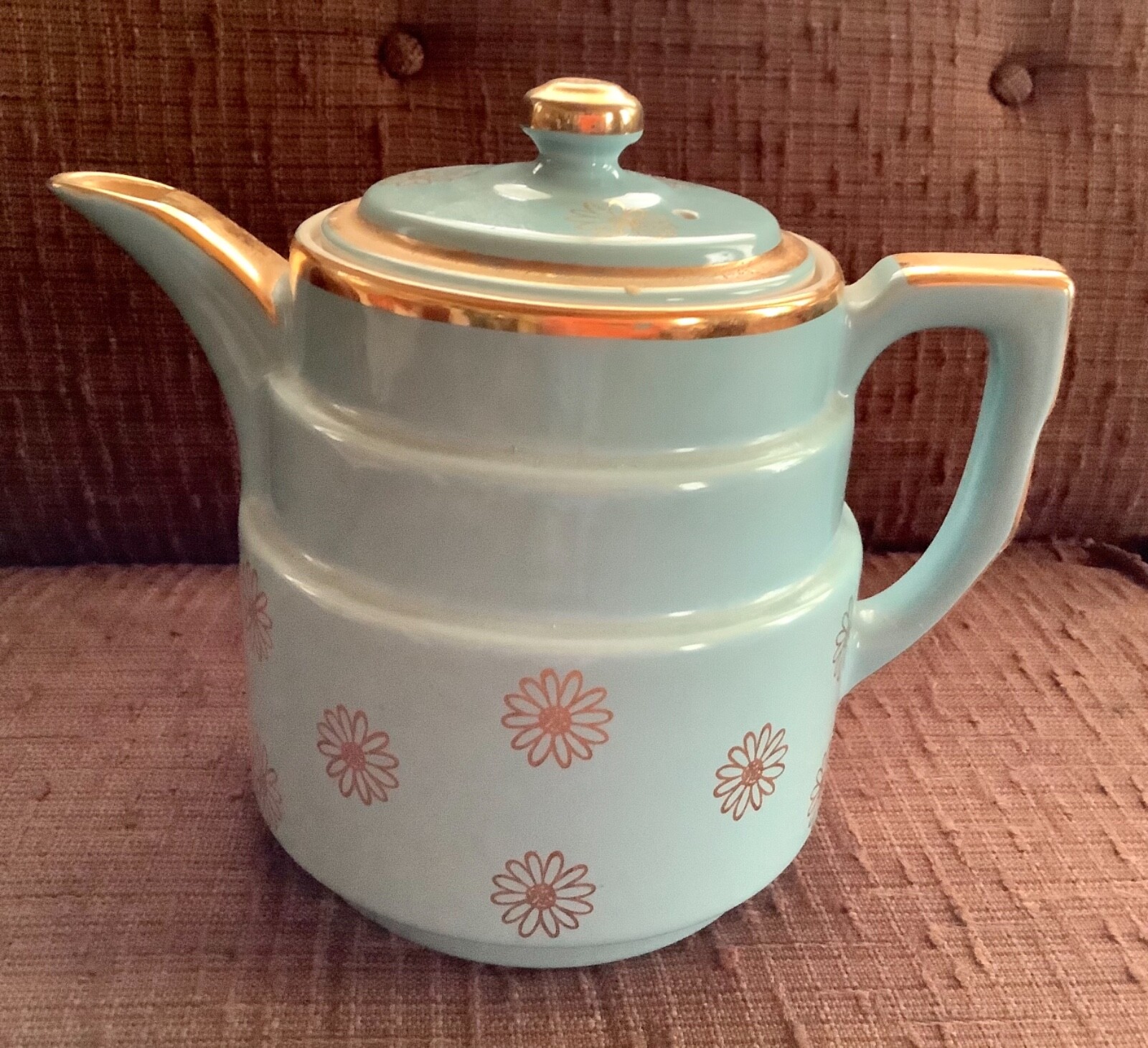Vintage Hall's Superior Quality Kitchenware Blue Gold Daisy Teapot/Coffee Pot eBay