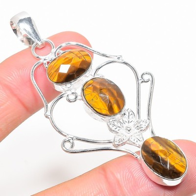 Pendentif en argent sterling 925 fait à la main avec pierre précieuse de