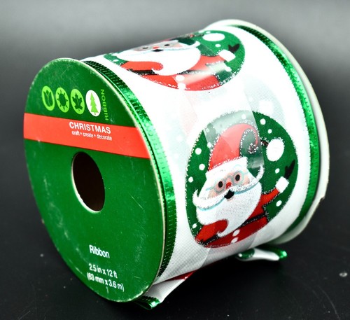 Santa Claus Ribbon,Speckled Santa Claus,Green Cameo,Snowflakes,2.5 x12ft,Jo-anns - Picture 2 of 2