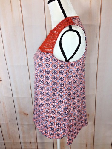 89th & Madison Tank Top Size Small Orange Lace Top Women's Sleeveless Shirt - Picture 3 of 8
