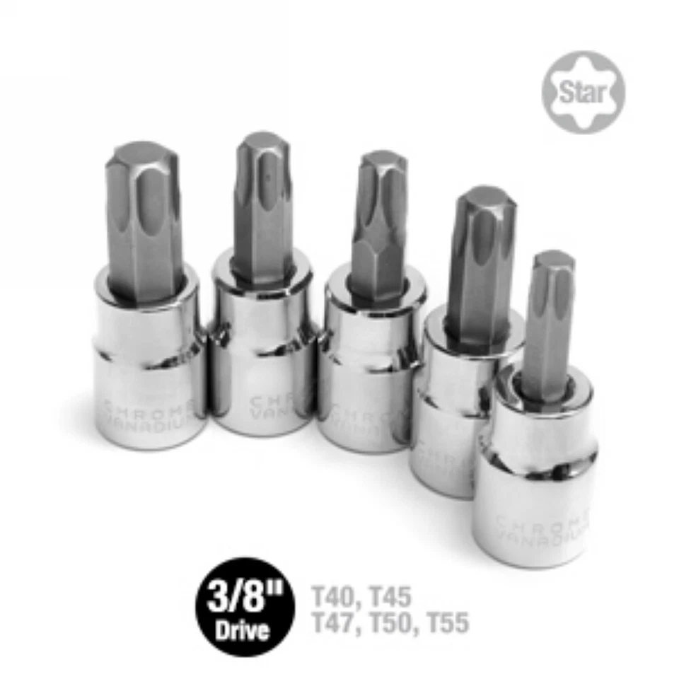WORKPRO 13PC 1/4" 3/8" 1/2" Drive Torx Bit Socket Set T8-T60 Star Bit Socket Set - Image 3 of 4