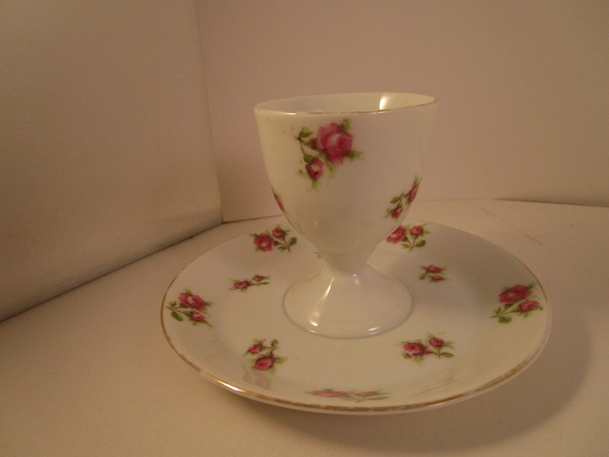 Vintage Victoria Austria Egg Cup & Underplate Pink Roses | eBay