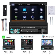Single 1Din 7" Car Radio For Wireless Apple/Android Carplay Bluetooth MP5 Player