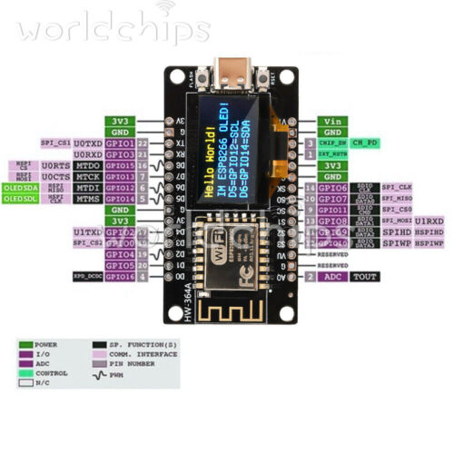 0,96" OLED ESP8266 NodeMCU Entwicklungsboard WLAN Modul CH340C Treibermodul - Bild 3 von 18