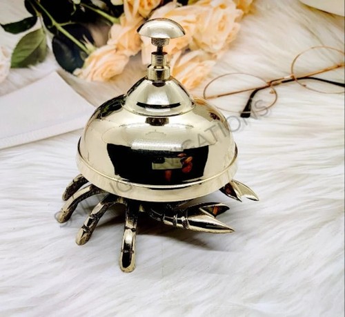 Antique Brass Reception Bell Crab Style Ornate Hotel Desk Bell Table Decor Gift